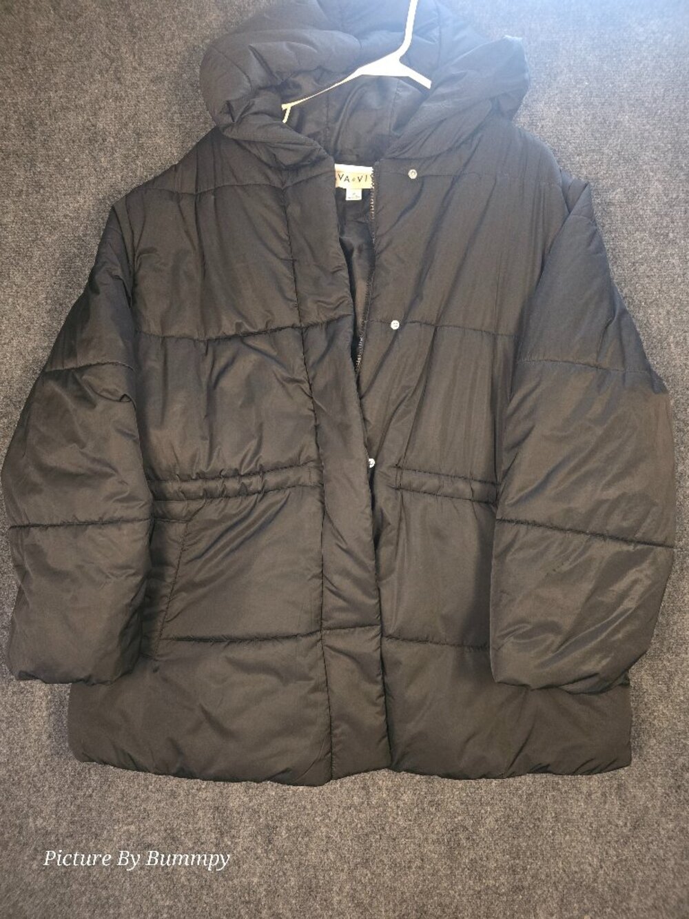 Ava & Viv Black Hooded Puffer Jacket Coat - Size 1X